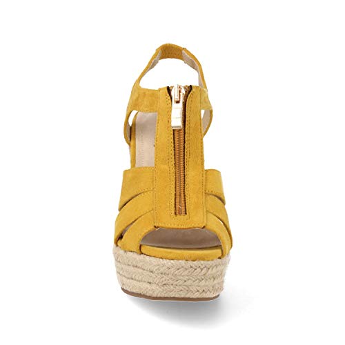 Sandalia Mujer Plataforma de Yute con Cremallera Central Primavera Verano 2019. Talla 38 Amarillo