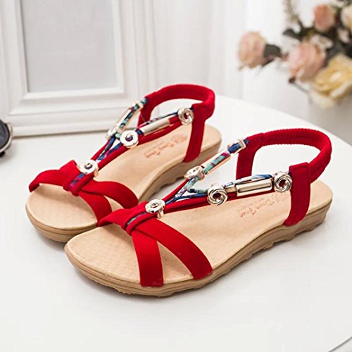 Sandalias de Verano para Mujer,Sonnena Peep-Toe Zapatos Bajos Sandalias Romanas Chanclas de Damas Plano Talla Grande Bohemia Dulce Sandalias Casual y Elegante para Chicas Joven