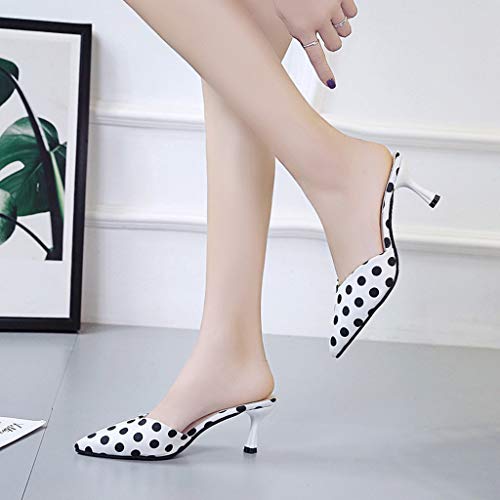 Sandalias De Verano Para Tacón Medio Zapatillas Finas De Lunares Sandalias De Proa Estilete Para Mujer Sandalias De Verano Punta Estrecha Zapatos De Mujer Zapatos Fiesta Mujer Verano Wyxhkj