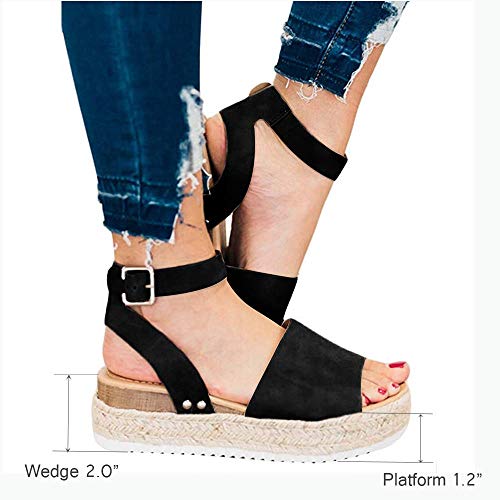 Sandalias Mujer Verano 2020 cáñamo Fondo Grueso Sandalias Punta Abierta Cuero Fondo Plano Zapatos Bohemias Romanas Hebilla Zapatillas