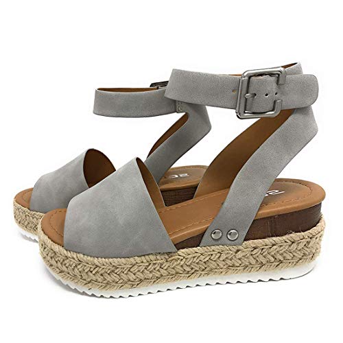 Sandalias Mujer Verano 2030 cáñamo Fondo Grueso Sandalias Punta Abierta Cuero Fondo Plano Zapatos Bohemias Romanas Hebilla Zapatillas