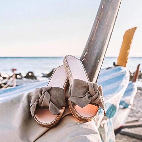 Sandalias Mujer Verano Planas Piel Chanclas Punta Abierta Plataformas Bajo Zapato De Playa Piscina Al Aire Libre Moda Fiesta Bohemias Beige 41