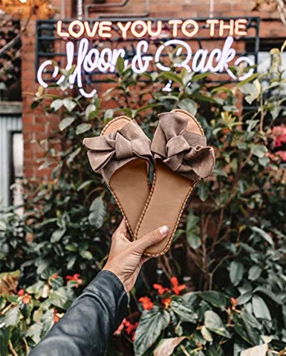 Sandalias Mujer Verano Planas Piel Chanclas Punta Abierta Plataformas Bajo Zapato De Playa Piscina Al Aire Libre Moda Fiesta Bohemias Beige 41