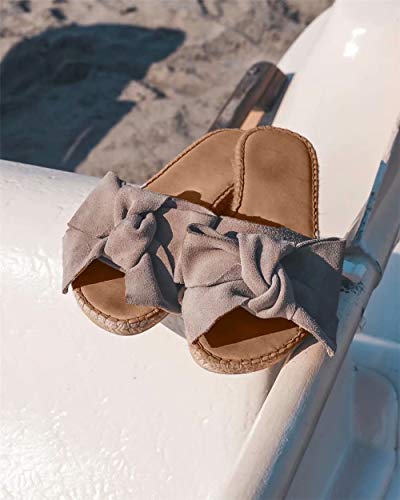 Sandalias Mujer Verano Planas Piel Chanclas Punta Abierta Plataformas Bajo Zapato De Playa Piscina Al Aire Libre Moda Fiesta Bohemias Beige 41