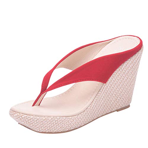 Sandalias para Mujer Verano 2019 Plataforma Cuña Fiesta PAOLIAN Chanclas Vestir Casual Zapatos Tacon Altas Dama Zuecos Elegantes Flip-Flops Grandes 34-42 EU