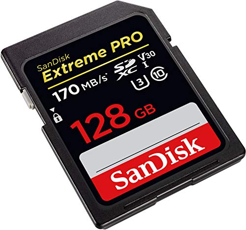 SanDisk Extreme PRO - Tarjeta de memoria SDXC de 128 GB, hasta 170 MB/s, Class 10, U3 y V30