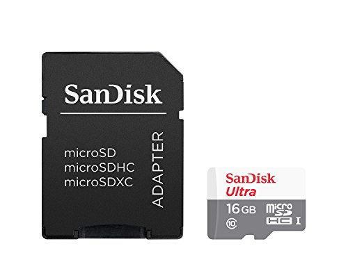 SanDisk Ultra - Tarjeta de memoria , Android microSDHC de 16 GB + adaptador SD con hasta 80 MB/s y Class 10