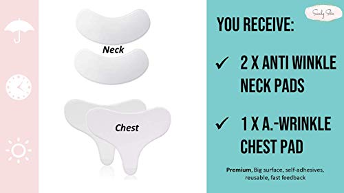 SandySkin Parche Antiarrugas par el Cuello - 2 Reutilizable Almohadillas de Silicona para las Arrugas del Cuello - Tratamiento y Prevención de las Arrugas + BONUS