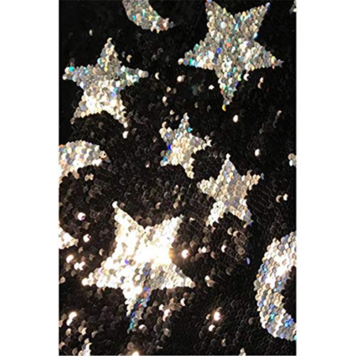 SANJIBAO Camiseta Larga de la Llamarada de los Pantalones Palazzo geométricas de Las Lentejuelas Ancha Leggings Pantalones Mujeres Wet Look TRETCH Fitness (Negro),L