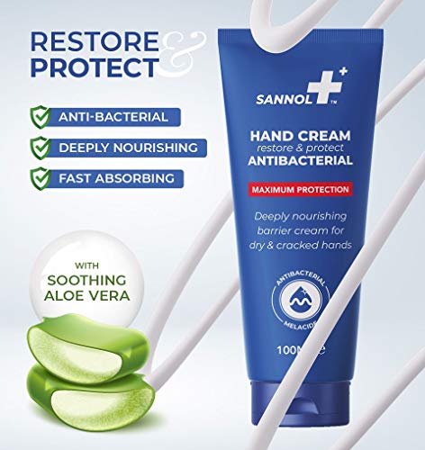 Sannol Restore & Protect Crema de manos antibacteriana - 100 ml - Hecho en Reino Unido (paquete de 3)