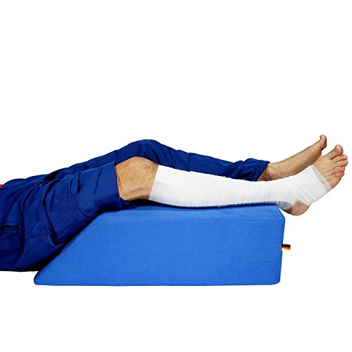 Sanolind Almohada Ortopédica de la Elevación de Las Piernas, Cojín para Las Venas/Tamaño 70 x 50 x 20 cm Almohada de Cuña (Azul)