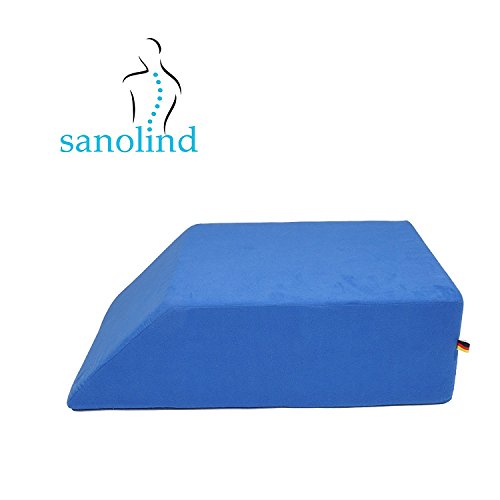 Sanolind Almohada Ortopédica de la Elevación de Las Piernas, Cojín para Las Venas/Tamaño 70 x 50 x 20 cm Almohada de Cuña (Azul)