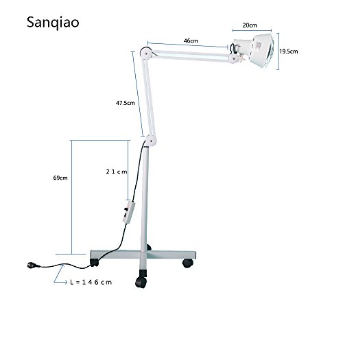 Sanqiao 275W Lámpara Flexible Infrarroja para Termoterapia en Pie con Ruedas, Alivio para Dolores Musculares