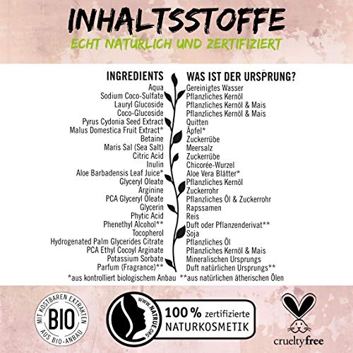 Sante Naturkosmetik cada día, champú de manzana y recibos, cuidado suave para cabello normal, limpieza diaria suave, hidratante, vegano, 250 ml