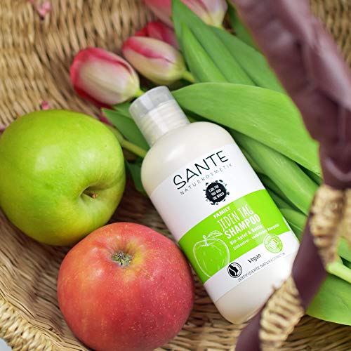 Sante Naturkosmetik cada día, champú de manzana y recibos, cuidado suave para cabello normal, limpieza diaria suave, hidratante, vegano, 250 ml