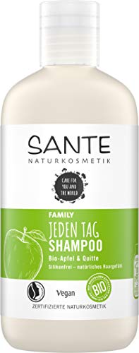 Sante Naturkosmetik cada día, champú de manzana y recibos, cuidado suave para cabello normal, limpieza diaria suave, hidratante, vegano, 250 ml