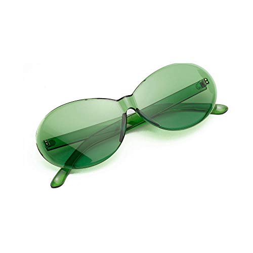 SANZX D2106 Gafas de sol retro ovaladas de color Gafas de sol sin montura siamesas para mujer Gafas de sol para fiesta en discoteca para hombres-Púrpura