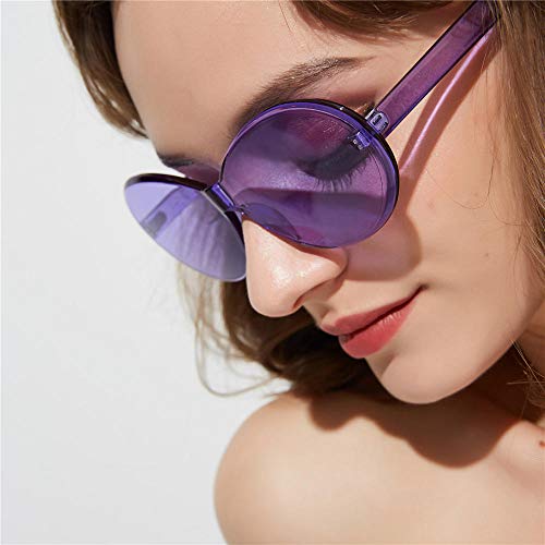 SANZX D2106 Gafas de sol retro ovaladas de color Gafas de sol sin montura siamesas para mujer Gafas de sol para fiesta en discoteca para hombres-Púrpura