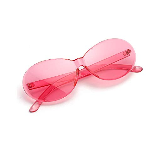 SANZX D2106 Gafas de sol retro ovaladas de color Gafas de sol sin montura siamesas para mujer Gafas de sol para fiesta en discoteca para hombres-Púrpura