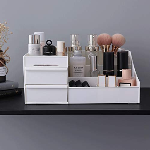 SAP- Caja de Almacenamiento cosmético Home PP Desktop Caja de Almacenamiento cosmético de Gran Capacidad Ahorro de Espacio (Color : White, Size : L35*W22*H16.5cm)