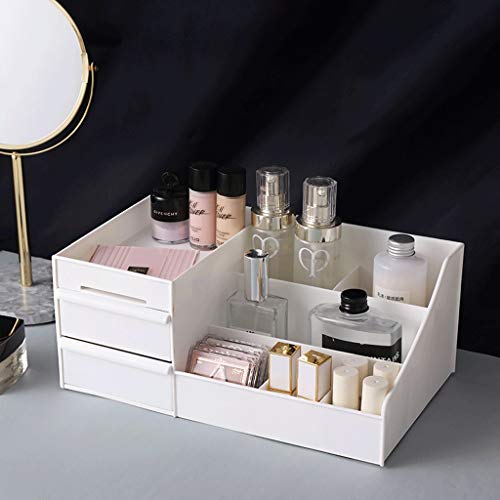 SAP- Caja de Almacenamiento cosmético Home PP Desktop Caja de Almacenamiento cosmético de Gran Capacidad Ahorro de Espacio (Color : White, Size : L35*W22*H16.5cm)