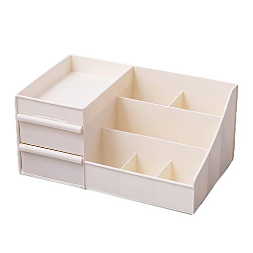 SAP- Caja de Almacenamiento cosmético Home PP Desktop Caja de Almacenamiento cosmético de Gran Capacidad Ahorro de Espacio (Color : White, Size : L35*W22*H16.5cm)
