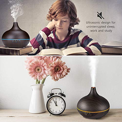 SaponinTree 550ML Humidificador Aromaterapia Ultrasónico, Portátil Difusor de Aceites Esenciales, 7 Color Luz Cambiado, Auto-Apagado, para Hogar, Oficina, Bebé, Dormitorio, Bebé etc