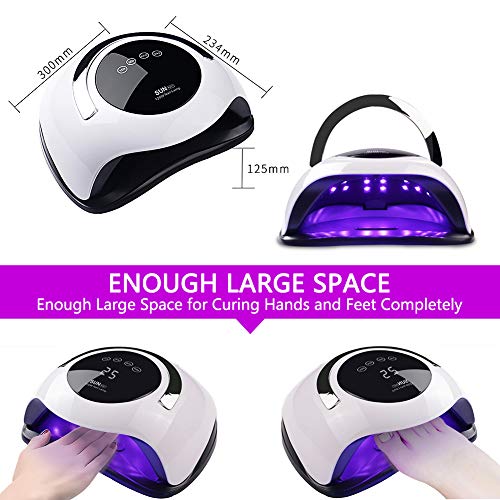 SaponinTree Lámpara LED UV Uñas, 120W Lámpara Secador de Uñas Profesional LED UV Gel Curado Máquina, 4 Temporizadores con Sensor Automático y Pantalla LCD Para Nail Art en el Hogar y el Salón