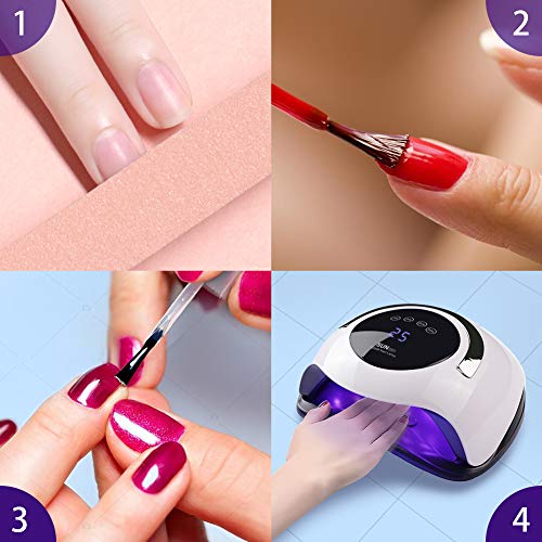 SaponinTree Lámpara LED UV Uñas, 120W Lámpara Secador de Uñas Profesional LED UV Gel Curado Máquina, 4 Temporizadores con Sensor Automático y Pantalla LCD Para Nail Art en el Hogar y el Salón