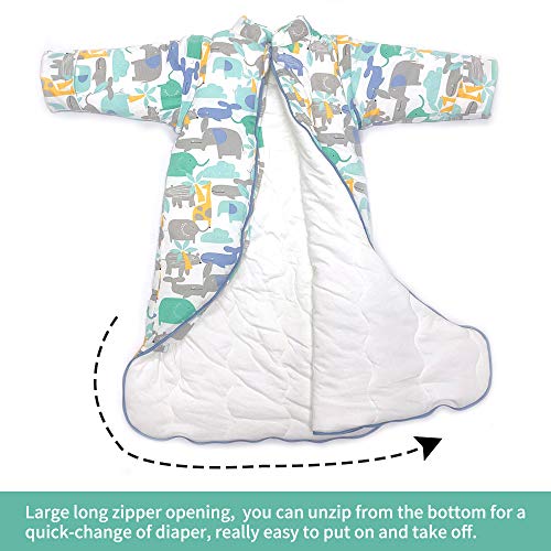 SaponinTree Saco de Dormir de Invierno para Bebé, 3,5 Tog, Saco de Dormir de algodón 100% orgánico con Manga Larga Extraíbles para Bebés de 6-18 Mes
