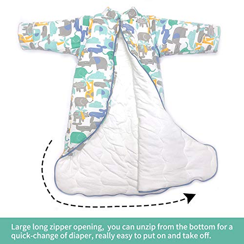 SaponinTree Saco de Dormir de Invierno para Bebé, 3,5 Tog, Saco de Dormir de algodón 100% orgánico con Manga Larga Extraíbles para Bebés de 6-18 Mes