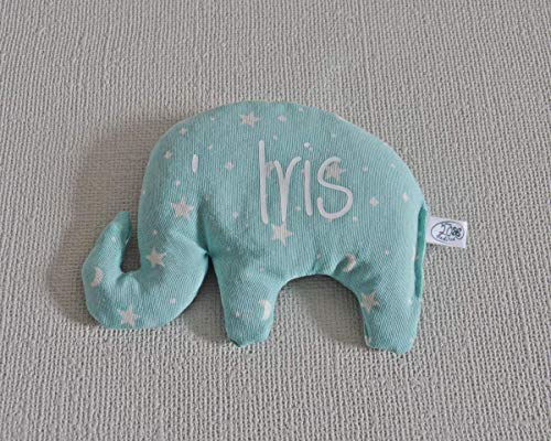 Saquito térmico de semillas"elefante", para bebé y personalizado. Nuestro saco térmico es ideal para aliviar los cólicos, calentar la cuna y relajar al recién nacido. Regalo original y hecho a mano