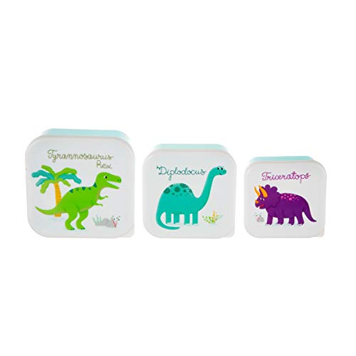 Sass & Belle Set de 3 Friambreras Dinosaurios, Multicolor, Único