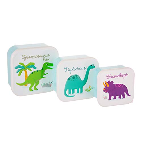 Sass & Belle Set de 3 Friambreras Dinosaurios, Multicolor, Único