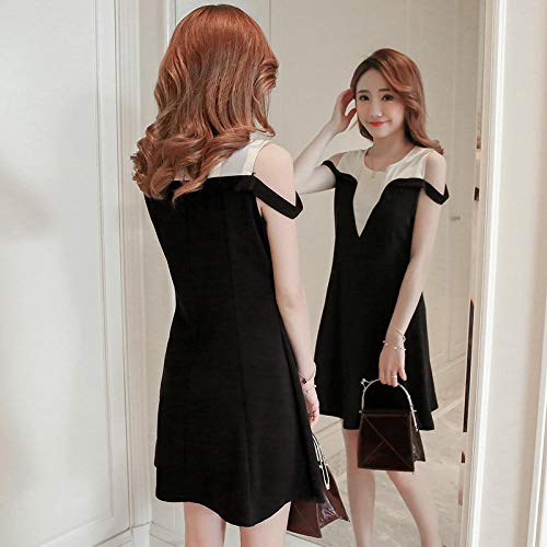 SATIWHYU Sudaderas para Premamá Vestido Sin Tirantes Que Combina con El Color del Pecho De Las Mujeres Embarazadas Falda Delgada Palabra A - Negro_XL