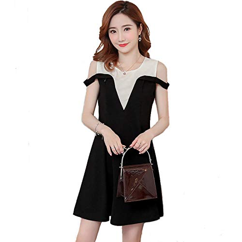 SATIWHYU Sudaderas para Premamá Vestido Sin Tirantes Que Combina con El Color del Pecho De Las Mujeres Embarazadas Falda Delgada Palabra A - Negro_XL