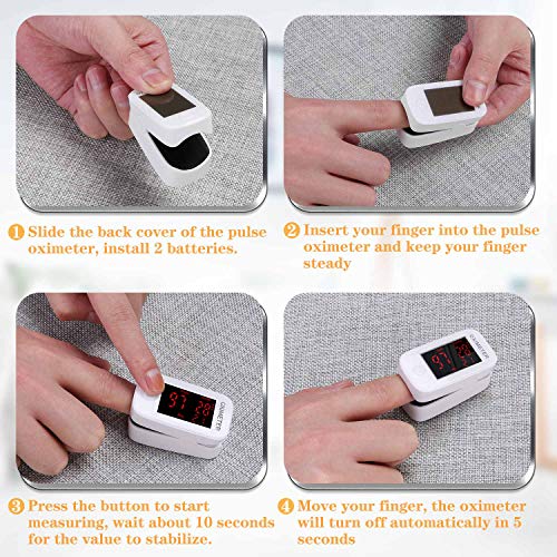 Saturimetro da dito,Pulsossimetro Digitale a dito con Display a LED,Monitor per Ossigeno,Cardiofrequenzimetro per Bambini,Anziani