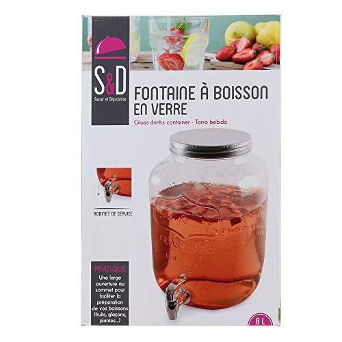 Saveur & Dégustation KV7177 - Dispensador de bebidas de cristal transparente, 18 x 18 x 31 cm