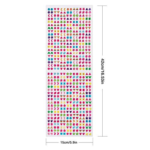 SAVITA 2000+ Stickers Infantiles 3D Pegatinas Kit Glitter Sparkle Adhesivo Aretes para Niños Chicas Múltiples Colores y Formas (4 Hojas)