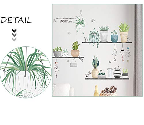 Sayopin Pegatinas de Pared, Etiqueta de la Pared de Planta en Maceta Como Decoración de la Pared Para Dormitorio Sala de Estar Cuarto de los Niños, Arte de Bricolaje Hogar Pegatina Mural, 90x 108cm