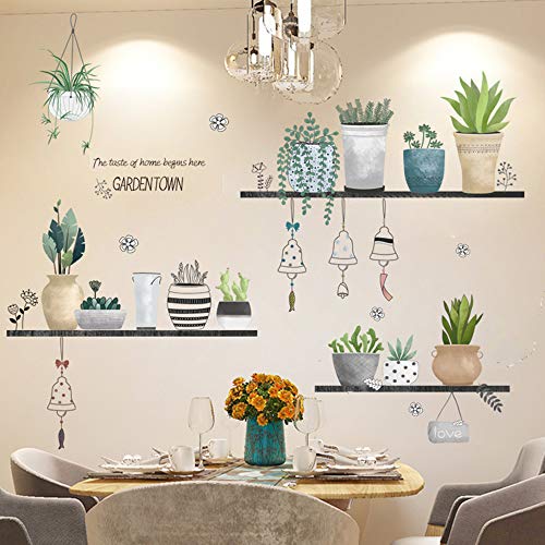Sayopin Pegatinas de Pared, Etiqueta de la Pared de Planta en Maceta Como Decoración de la Pared Para Dormitorio Sala de Estar Cuarto de los Niños, Arte de Bricolaje Hogar Pegatina Mural, 90x 108cm