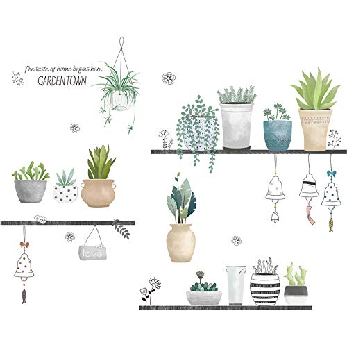 Sayopin Pegatinas de Pared, Etiqueta de la Pared de Planta en Maceta Como Decoración de la Pared Para Dormitorio Sala de Estar Cuarto de los Niños, Arte de Bricolaje Hogar Pegatina Mural, 90x 108cm