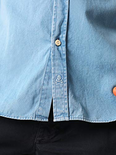 Scalpers Camisa Denim Calavera Tapeta - Blue / 38