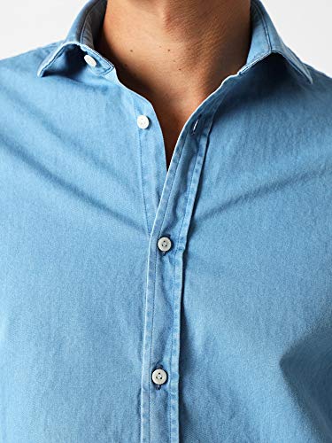 Scalpers Camisa Denim Calavera Tapeta - Blue / 38