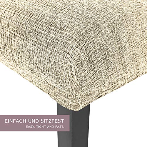 SCHEFFLER-Home Anna 2 Fundas de sillas, Estirable Cubiertas, Moderna extraíble flexibel Funda con Banda elástica, Marfil