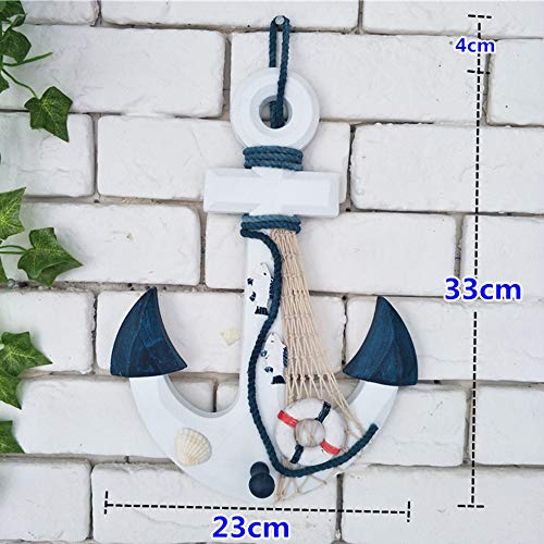 Schneespitze DecoracióN Forma De Ancla,Ancla Decorativa de para Colgar,Ancla de Madera Decoración de Pared,Adorno Colgante de Puerta,Anclaje de Madera decoración Natural