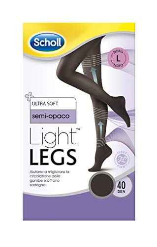 Scholl collant – mujer compresión graduada Light Legs 40 den, L, Color Negro – 1 PAR