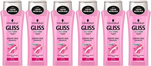 Schwarzkopf Gliss de seda líquida Champú Brillo 250ml - Paquete de 6