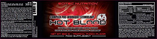 Scitec Nutrition Hot Blood 3.0 Fórmula Pre Entrenamiento Ponche Tropical - 300 g
