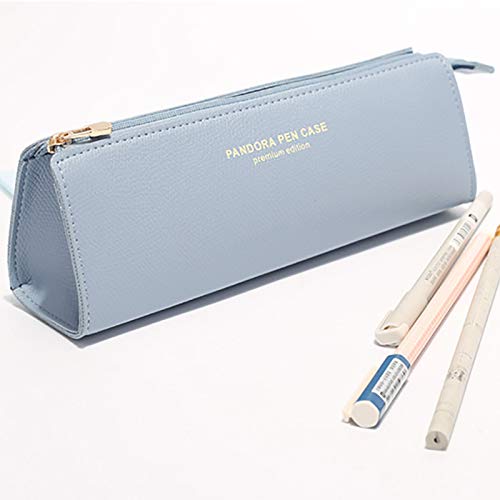 Scrox1x “ Pandora Pen Case ” Lápiz inglés Simple Estuche de lápices de Estudiante Bolsa de Almacenamiento de artículos de papelería lápiz Pluma Lápiz Caso 20 * 6.5 * 5.5CM Cuero Artificial (Hellblau)